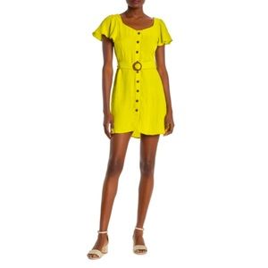 Blu Pepper Flutter Sleeve Button Front Mini Dress